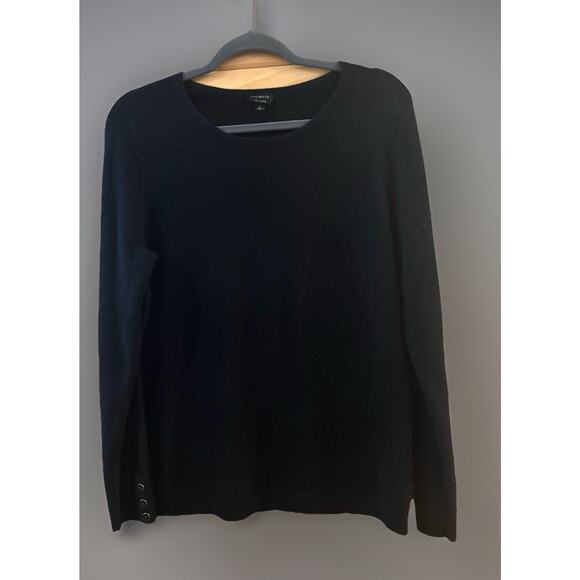Talbots Pure Cashmere Black Pullover Sweater Sz Lg Cozycore Officecore Preppy - Picture 1 of 5
